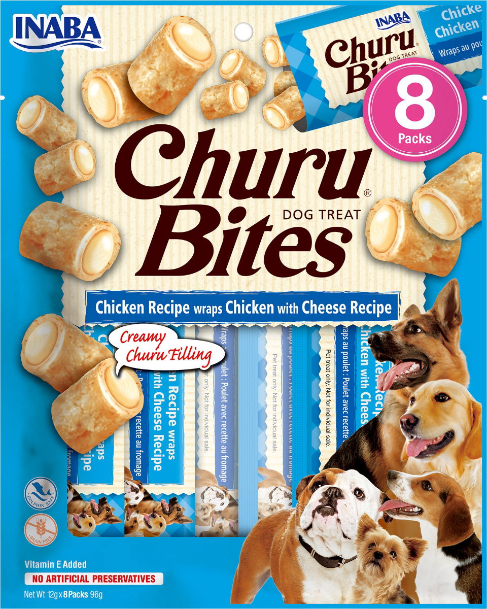 Churu Bites Wraps Chicken with Cheese Recipe Dog Treats 8x12g