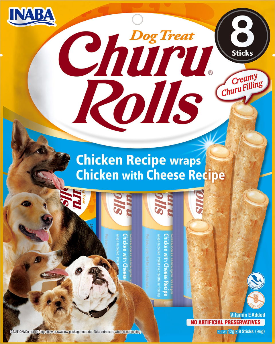 Churu Rolls Wraps Chicken with Cheese Recipe Dog Treats 8x12g