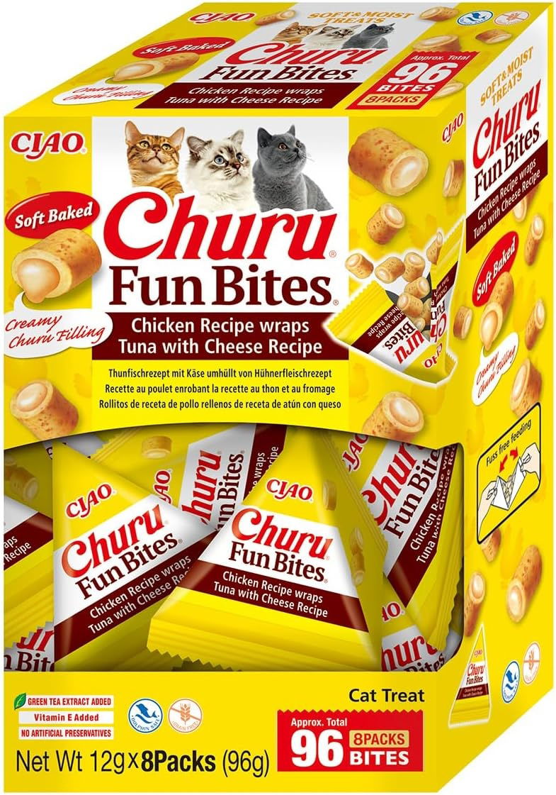 Churu Fun Bites Wraps Chicken with Cheese Recipe Dog Treats 8x12g