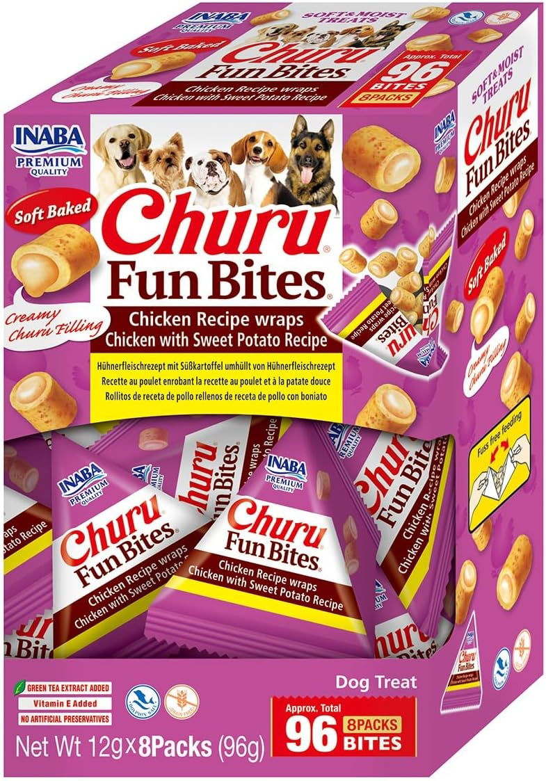 Churu Fun Bites Wraps Chicken with Sweet Potato Recipe Dog Treats 8x12g