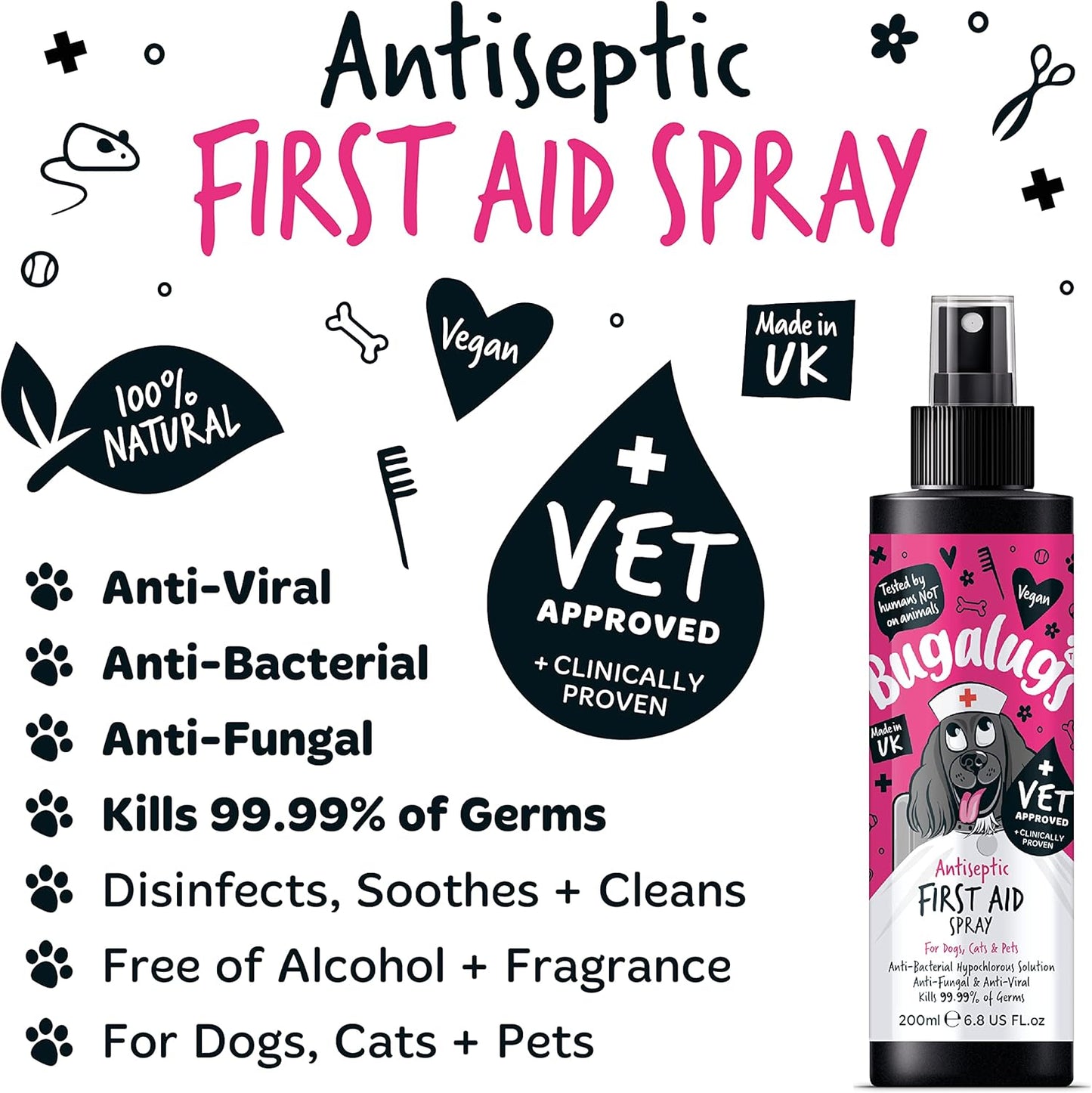 Bugalugs Antiseptic First Aid Spray 200ml