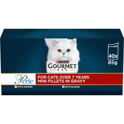 Gourmet Perle 7+ Senior Cats Mini Fillets In Gravy Chicken & Salmon 40pk