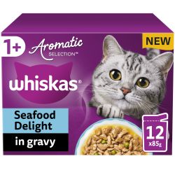 Whiskas Pouches 1+ Adult Cat Aromatic Selection Seafood Delight In Gravy 12X85G