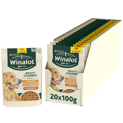 Winalot Pouches Meaty Chunks Chicken & Carrot In Gravy 20x100g