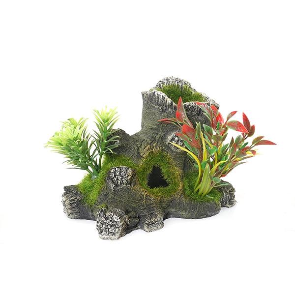 Rosewood Hollow Stump With Plants - Ormskirk Pets
