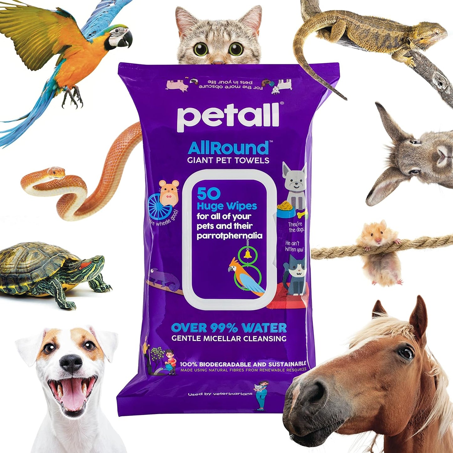 Petall Allround Giant Pet Towels 50 Wipes