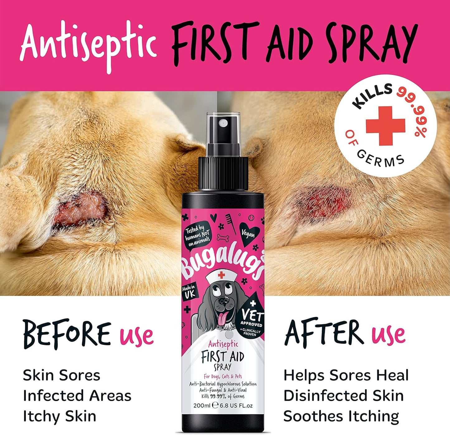 Bugalugs Antiseptic First Aid Spray 200ml