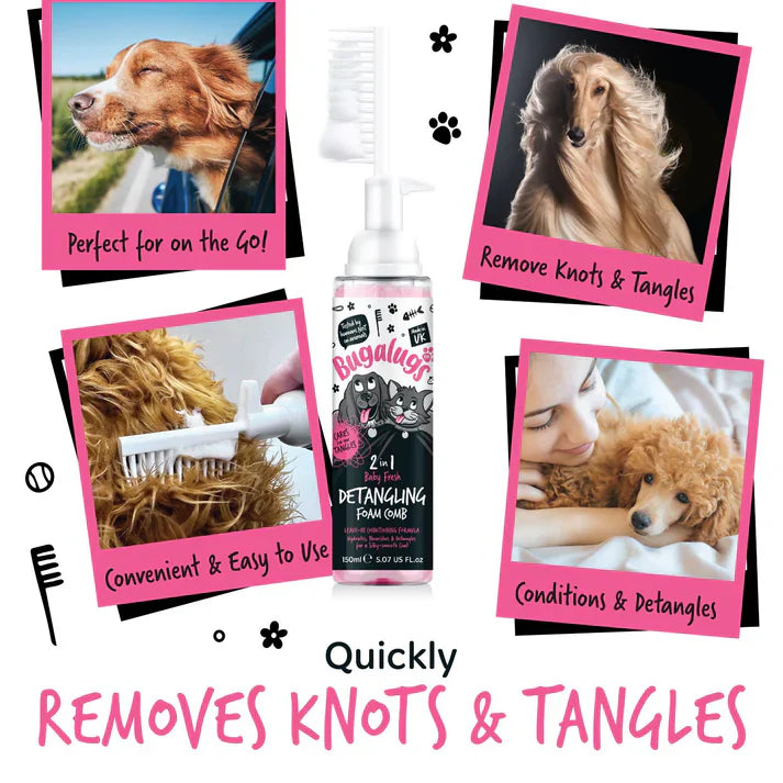 Bugalugs 2 In 1 Baby Fresh Detangling Foam Comb 150ml