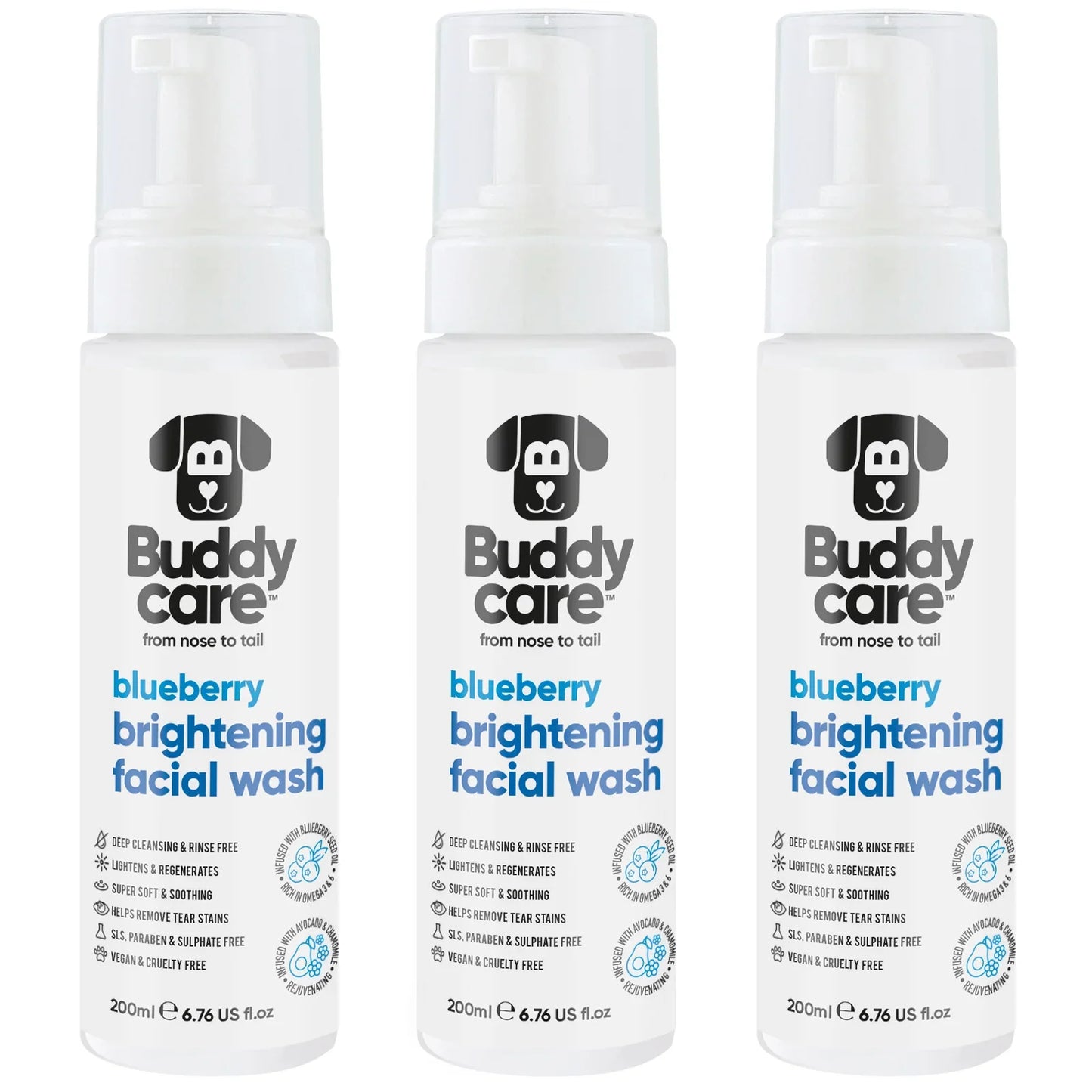 Buddycare Dog Facial Wash Brightening Blueberry 200ml