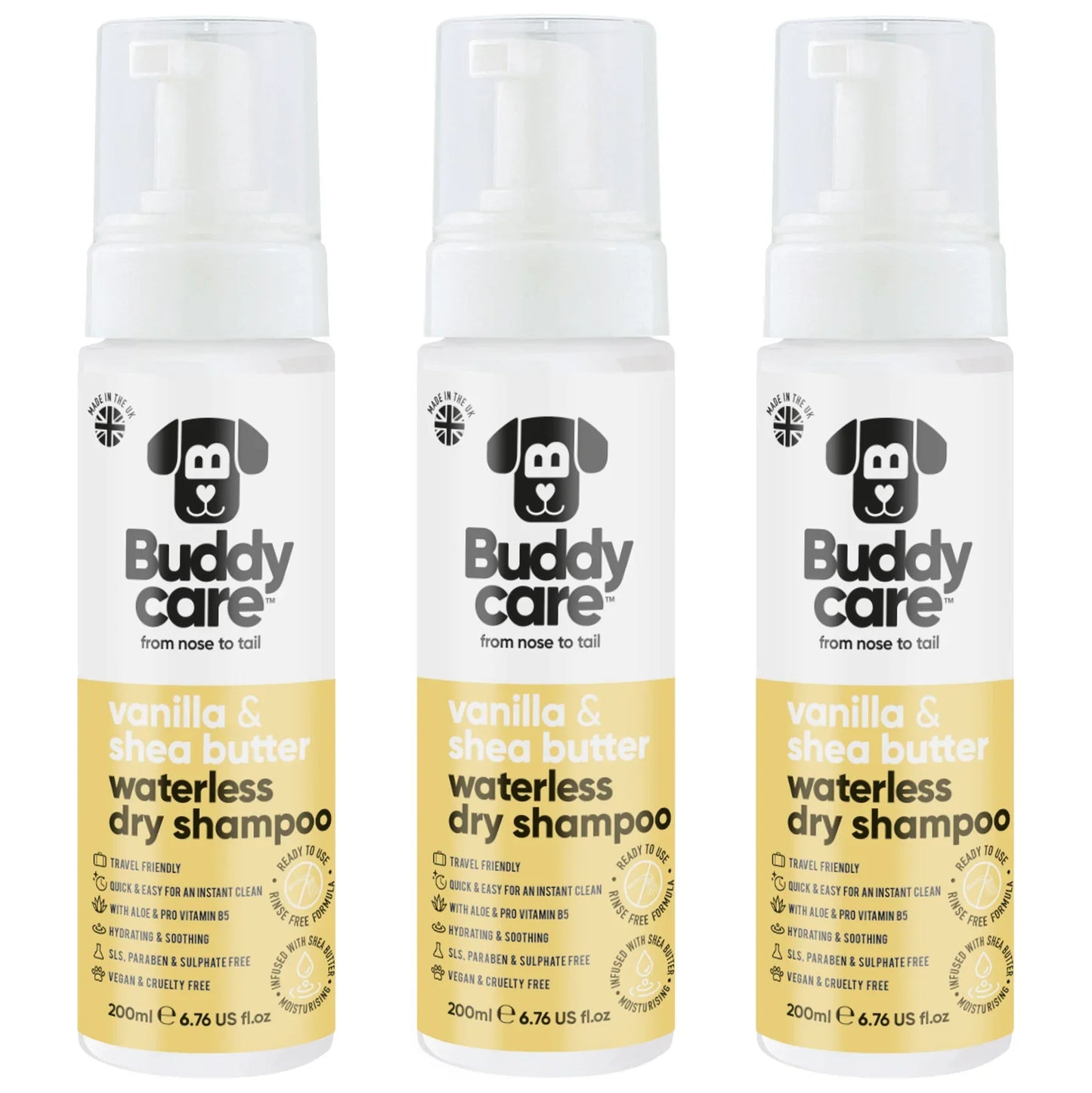 Buddycare Waterless Dog Shampoo Vanilla & Shea Butter 200ml