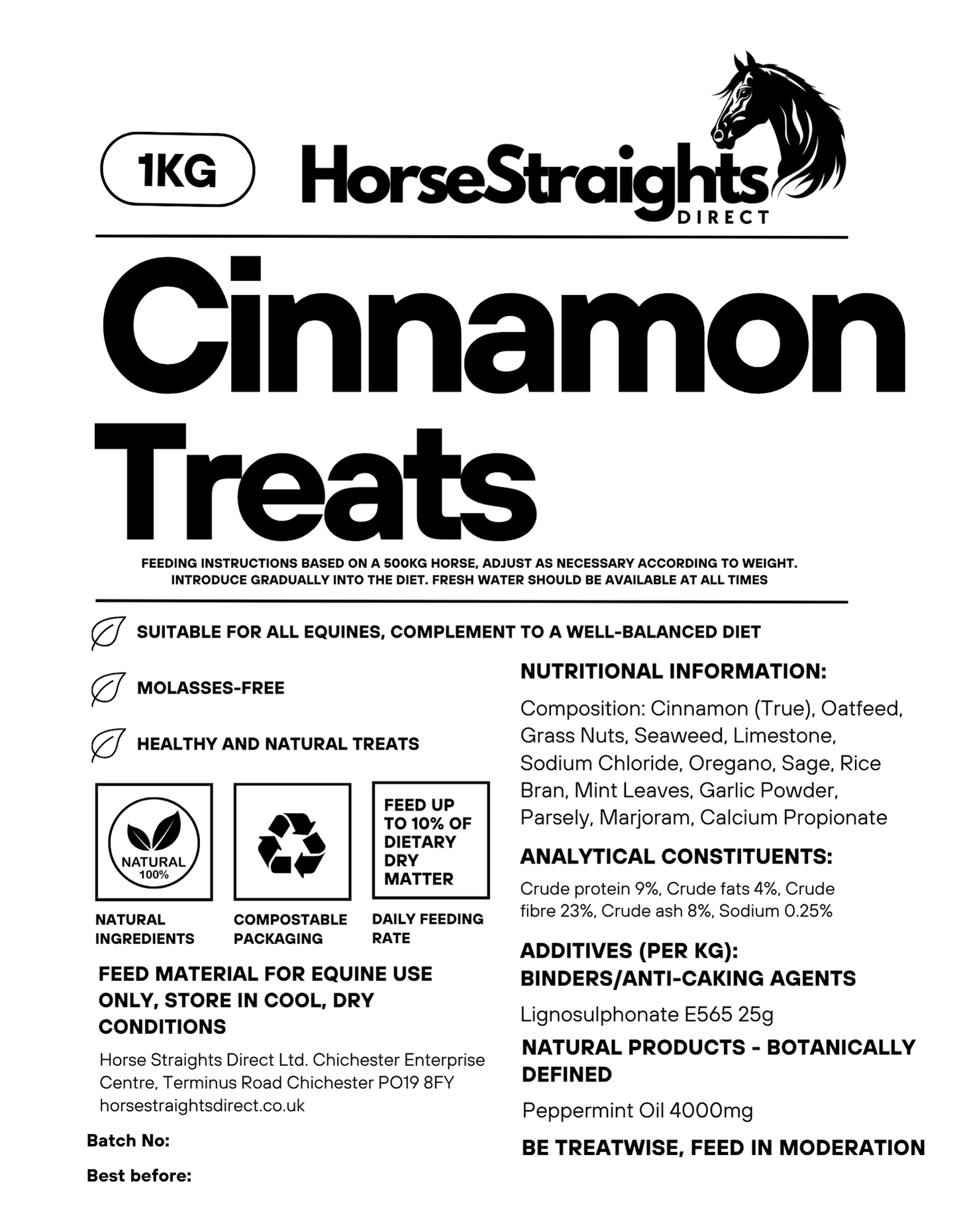 Horse Straights Direct Cinnamon (True) Treats 1kg