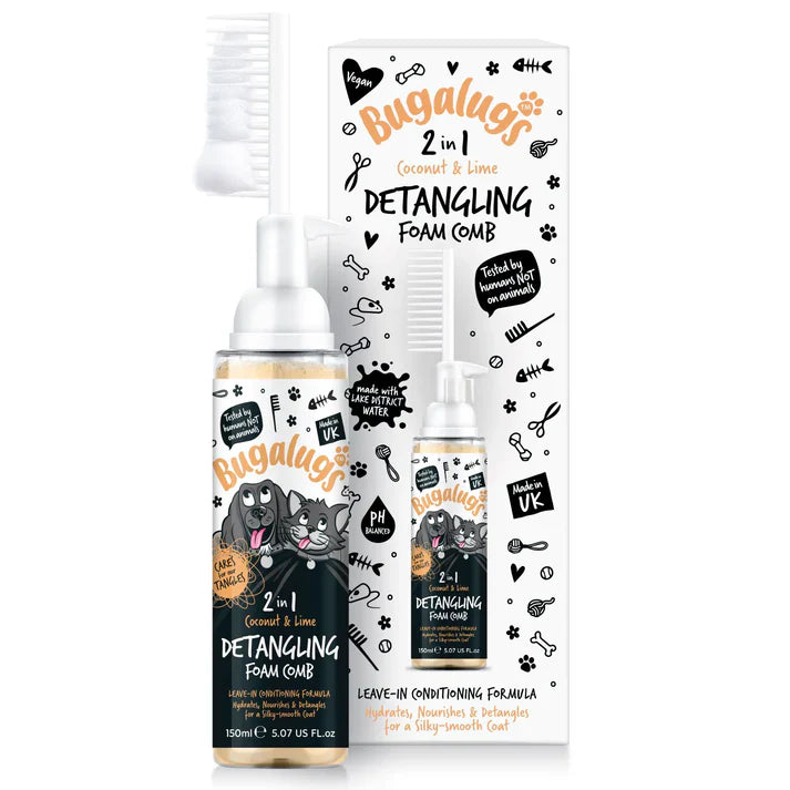 Bugalugs 2 In 1 Oatmeal Coconut & Lime Detangling Foam Comb 150ml