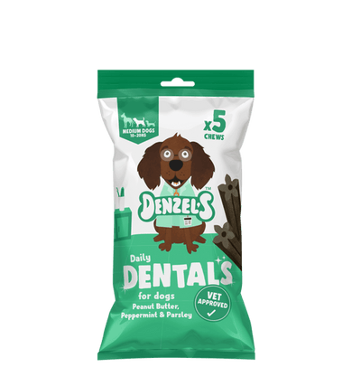 Denzels Daily Dentals Medium Dog Peanut Butter & Peppermint 100G