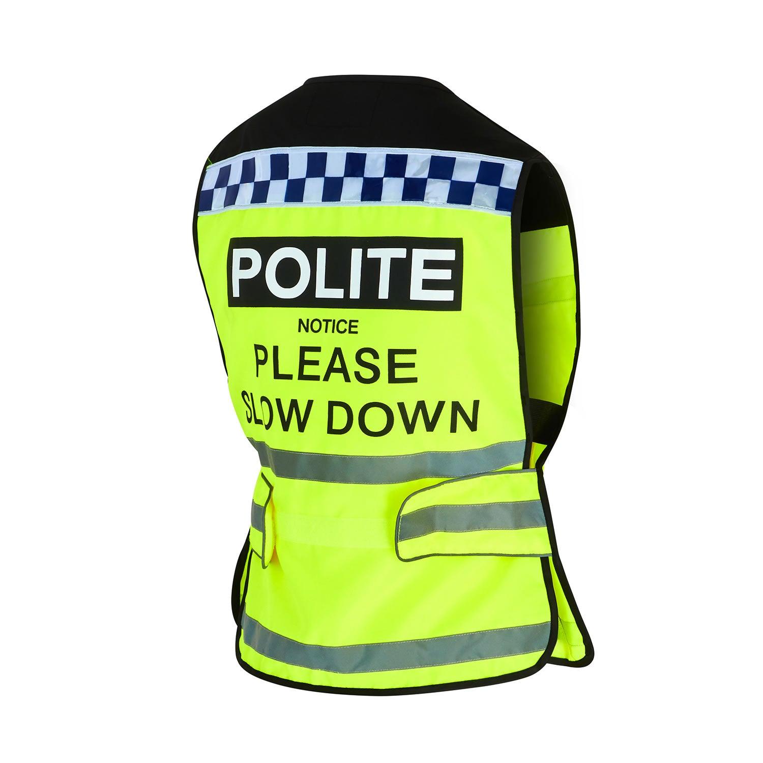 EQUISAFETY POLITE WAISTCOAT PLEASE SLOW DOWN - Ormskirk Pets