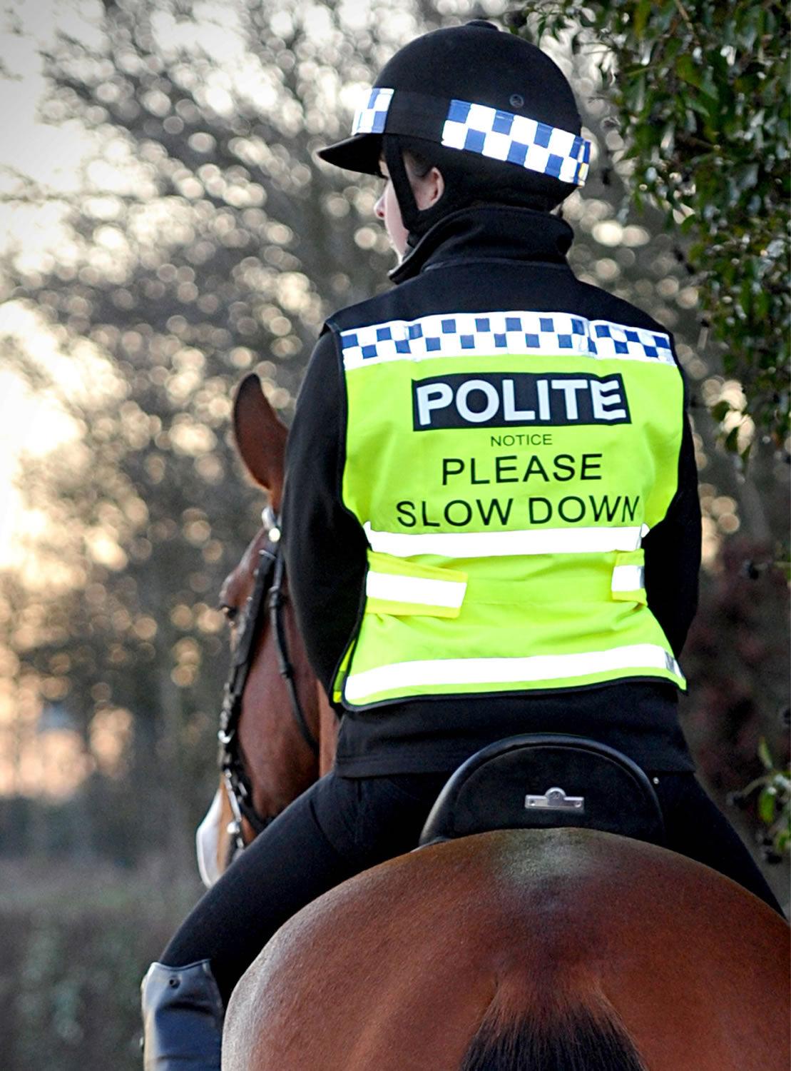 EQUISAFETY POLITE WAISTCOAT PLEASE SLOW DOWN - Ormskirk Pets