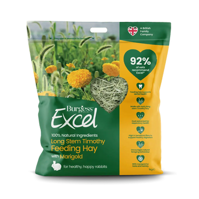 Burgess Excel Long Stem Timothy Feeding Hay With Marigold 1Kg