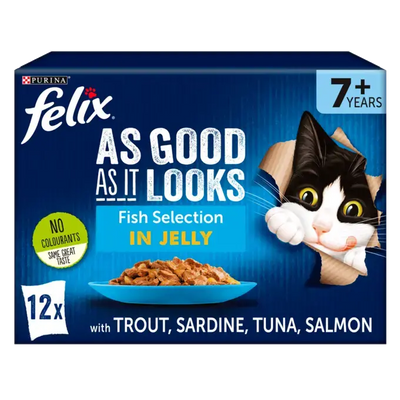 Felix As Good As It Looks 7+ Cat Fish Selecion In Jelly 12 X 85G