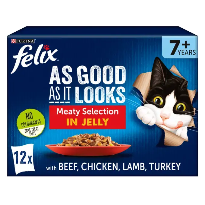 Felix As Good As It Looks 7+ Cat Meaty Selection In Jelly 12 X 85G