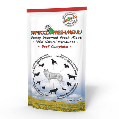 Farm Food Dog Fresh Menu Wet Food Beef Pouches 16x125g