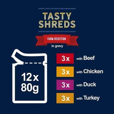 Felix Tasty Shreds Farm Selection 12X80G - Ormskirk Pets