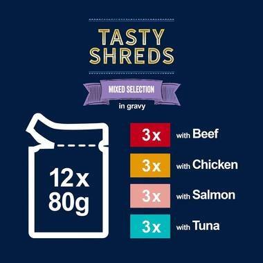 Felix Tasty Shreds Mixed Selection 12X80G - Ormskirk Pets