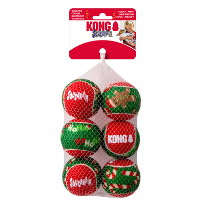KONG Holiday SqueakAir Balls 6pk Medium
