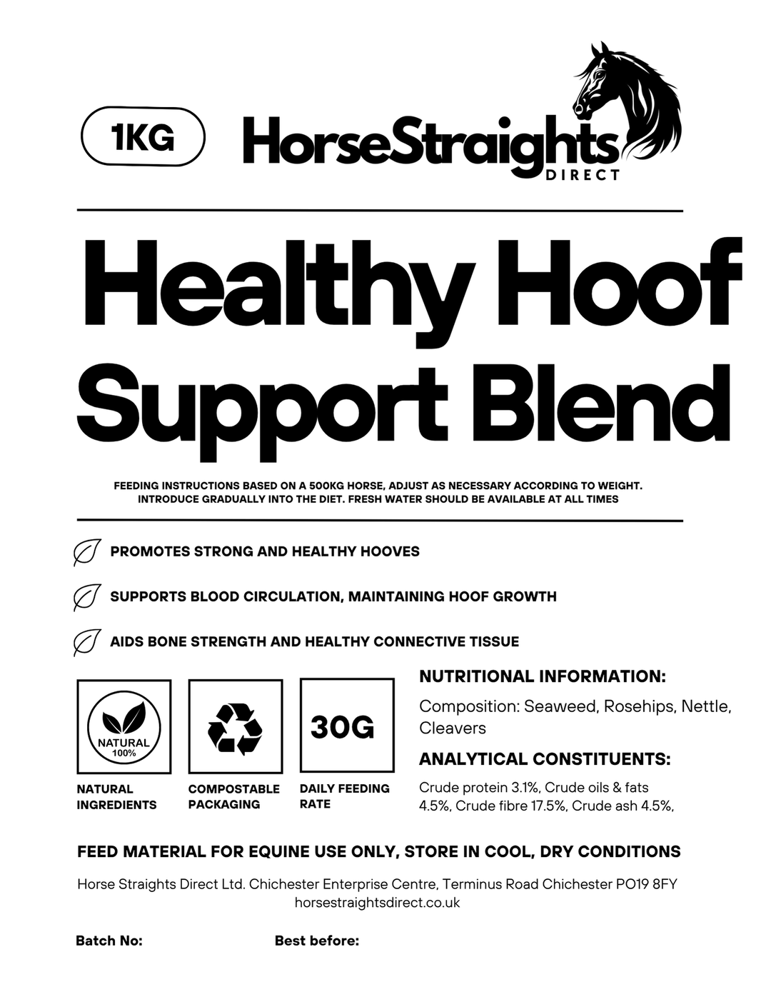 Horse Straights Direct Healthy Hoof Support Blend 1kg