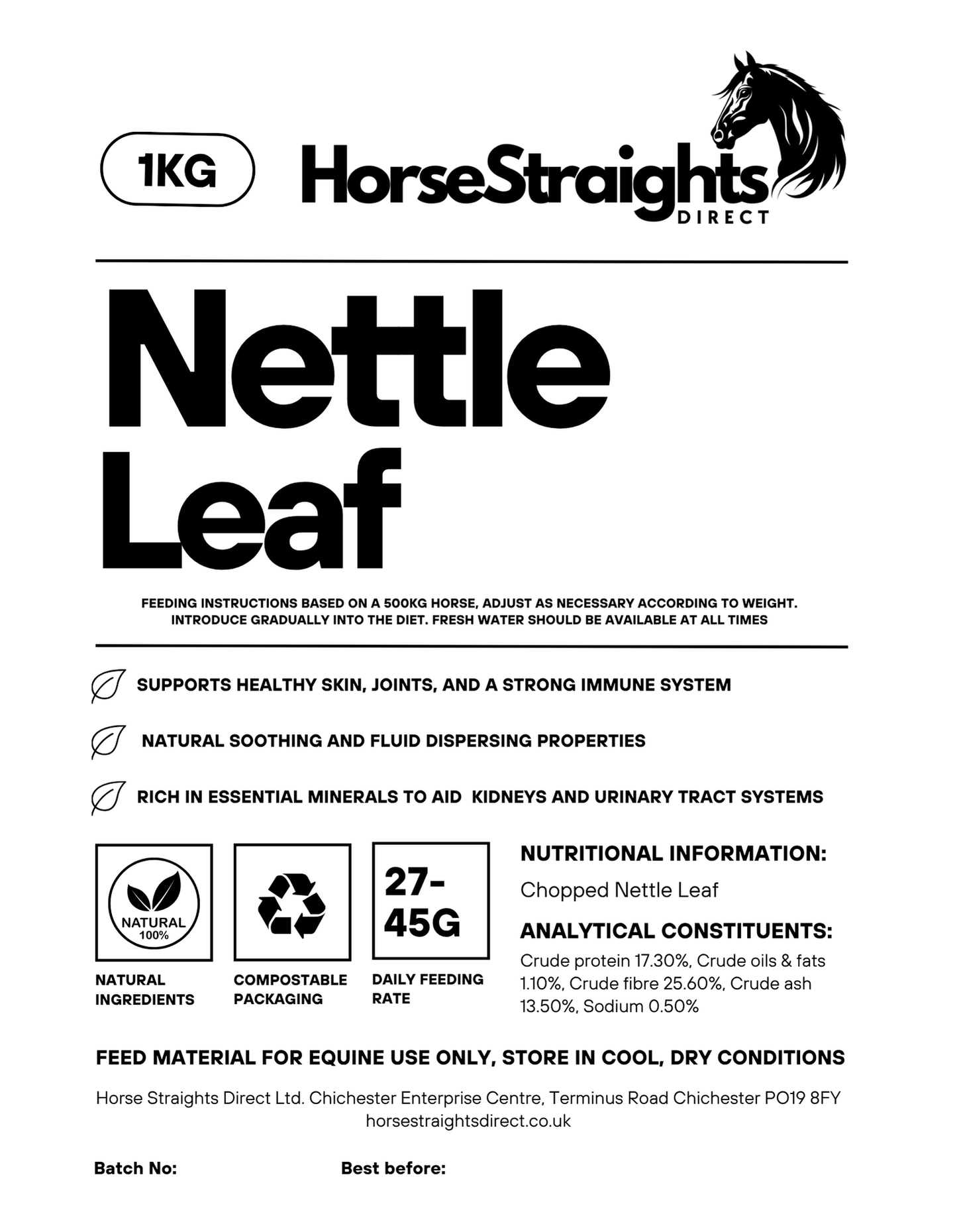 Horse Straights Direct Nettle Leaf 1kg
