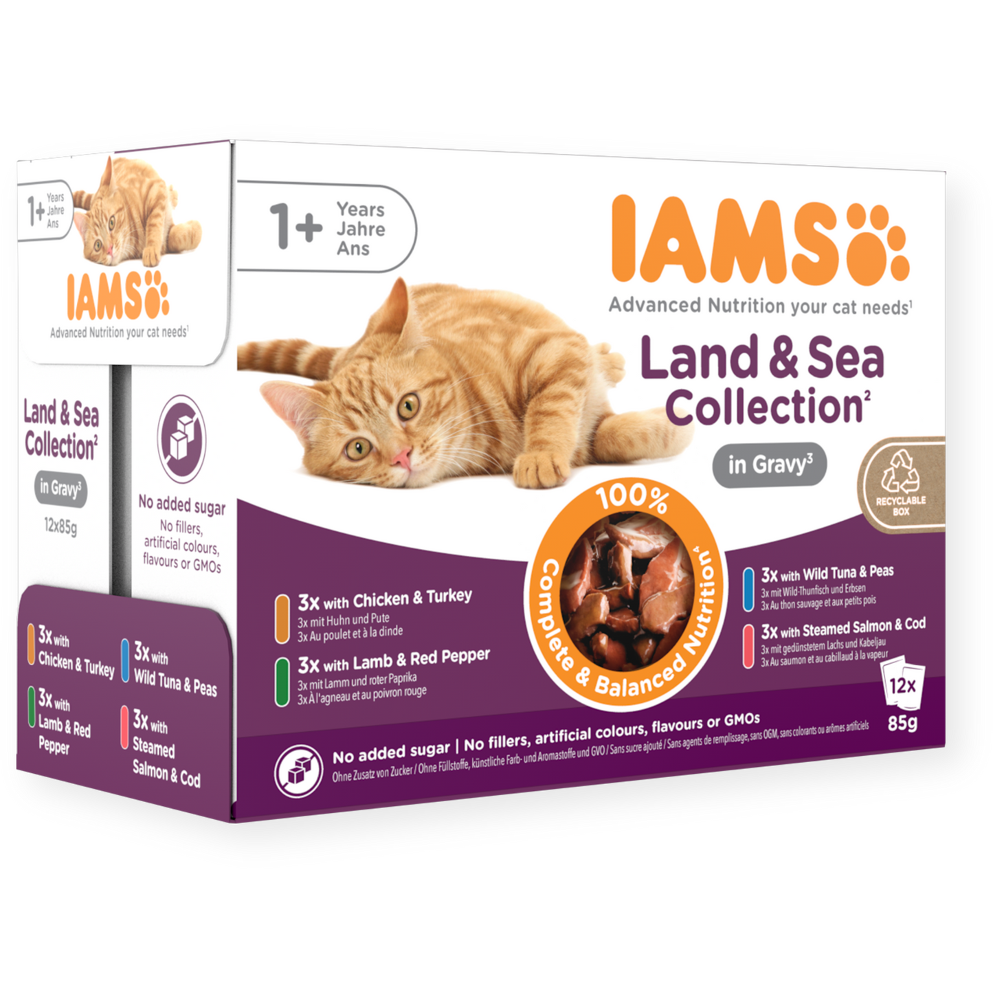 Iams 1+ Adult Cat Delights Land & Sea Collection In Gravy 8 X 85G