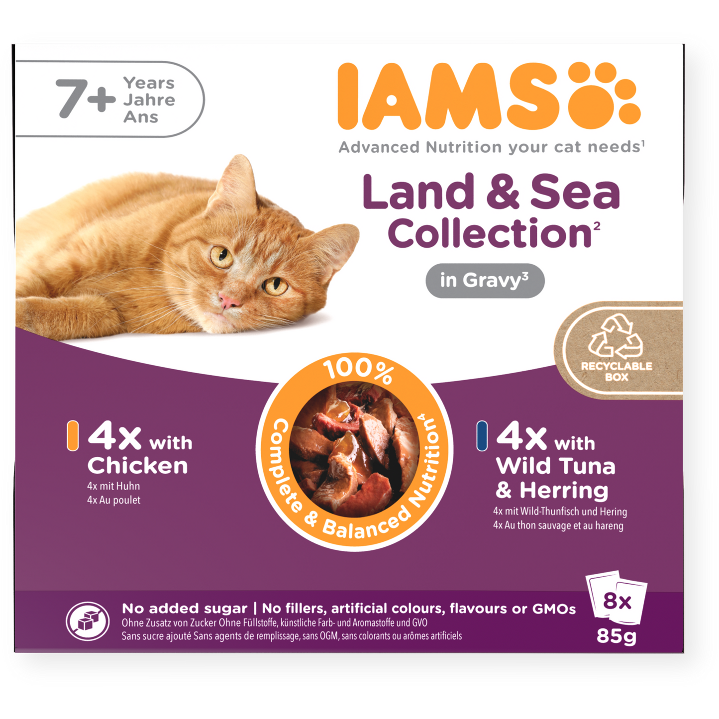 Iams 7+ Senior Cat Land & Sea Collection In Gravy 8 X 85G