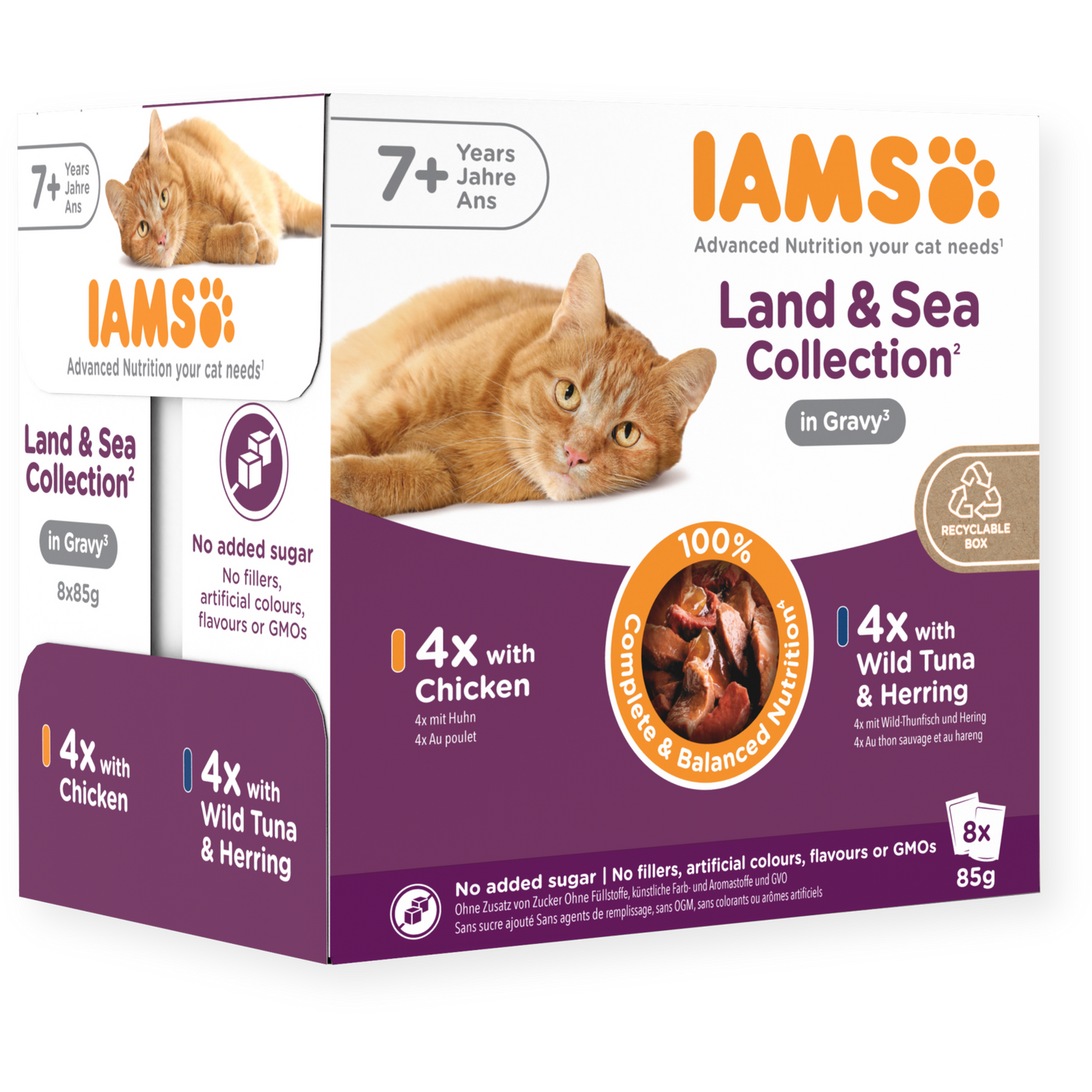 Iams 7+ Senior Cat Land & Sea Collection In Gravy 8 X 85G