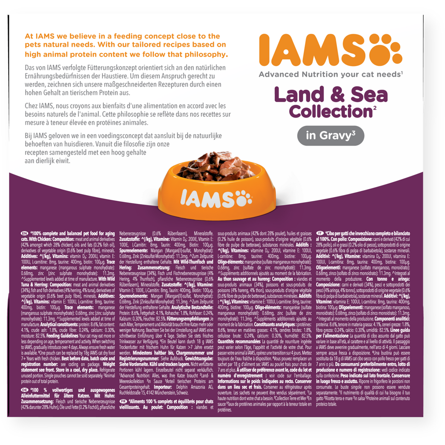 Iams 7+ Senior Cat Land & Sea Collection In Gravy 8 X 85G