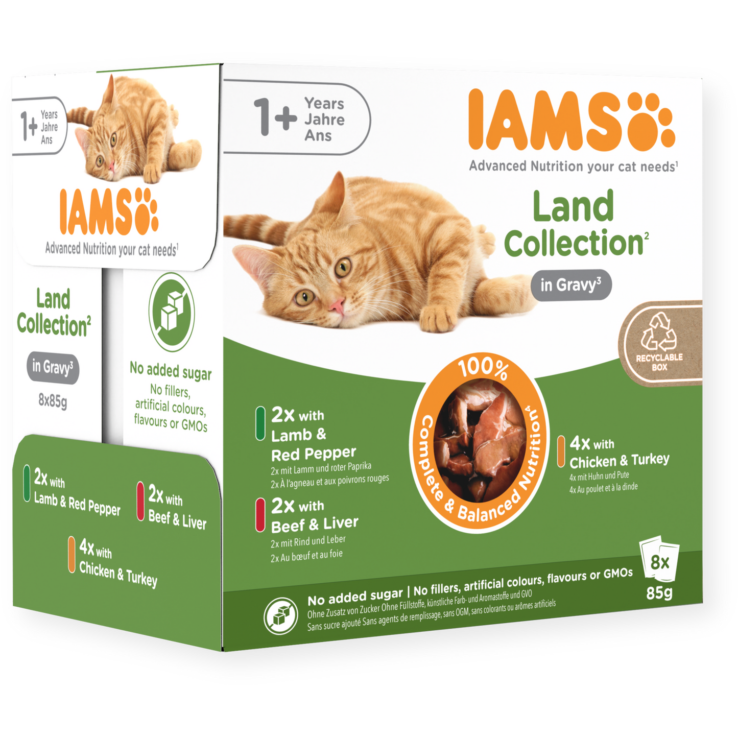 Iams 1+ Adult Cat Delights Land Collection In Gravy 8 X 85G