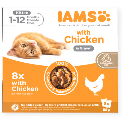Iams 1-12 Months Kitten Delights Chicken In Gravy 8 X 85G