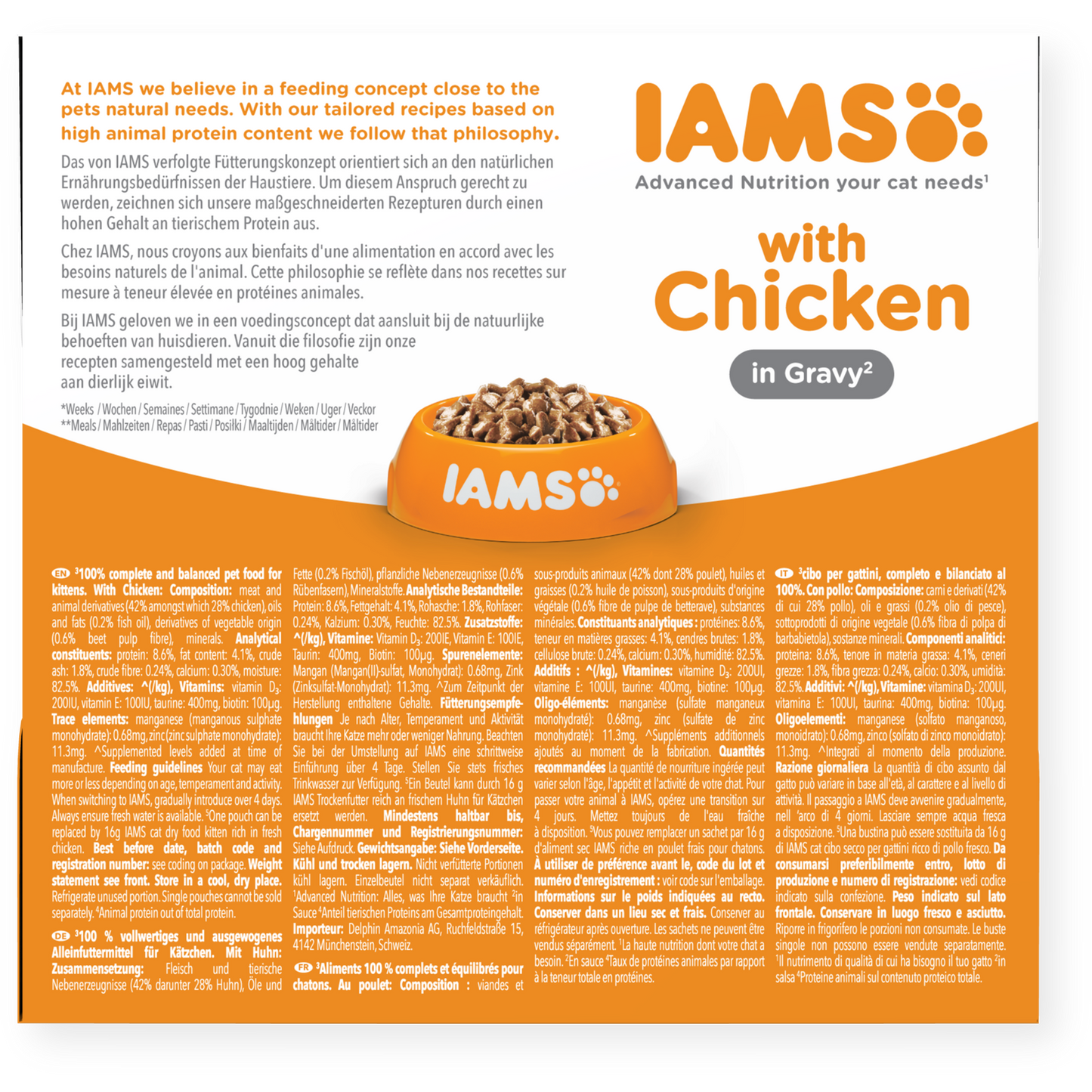 Iams 1-12 Months Kitten Delights Chicken In Gravy 8 X 85G