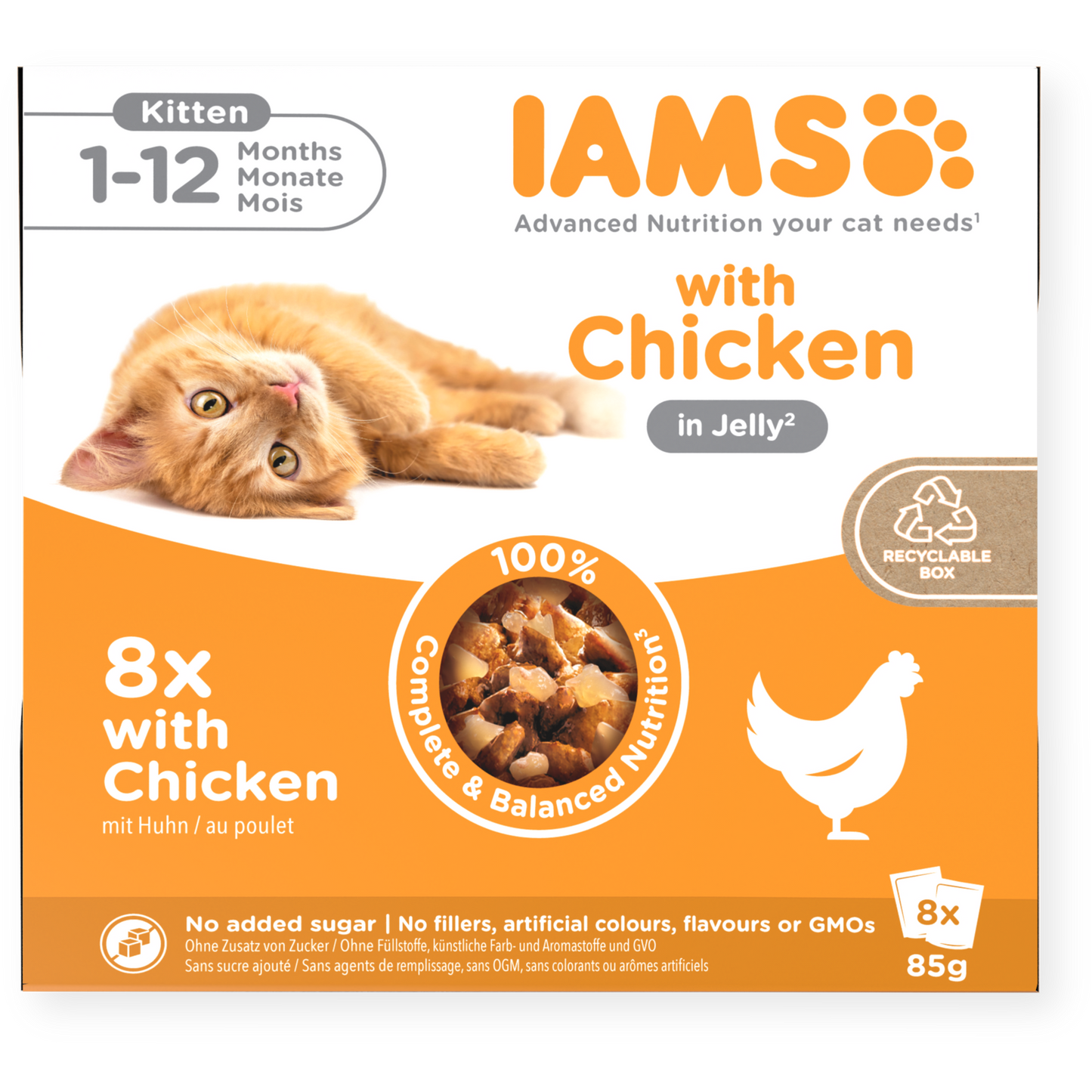 Iams 1-12 Months Kitten Chicken In Jelly 8 X 85G