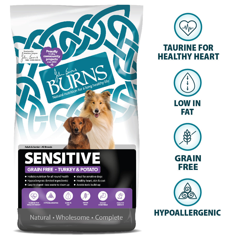 Burns Adult Senior Dogs Sensitive Grain Free Turkey & Potato 12Kg