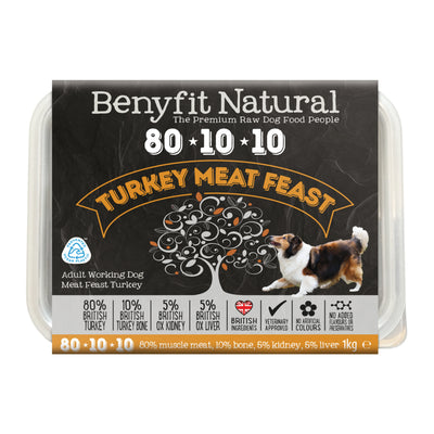 Benyfit Natural 80.10.10 Turkey Meat Feast, 1kg (Raw Frozen)