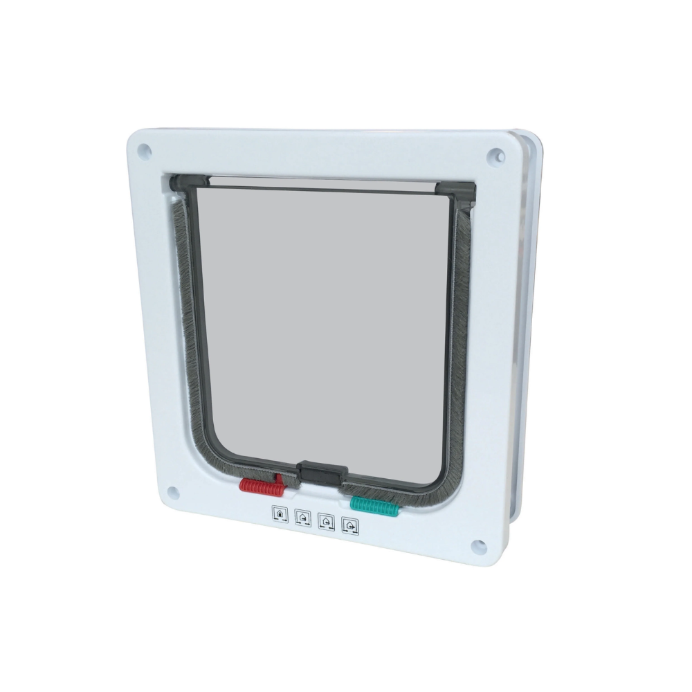 M-PETS Doras Cat Door With Tunnel 4 Way Locking White 197 x 190mm