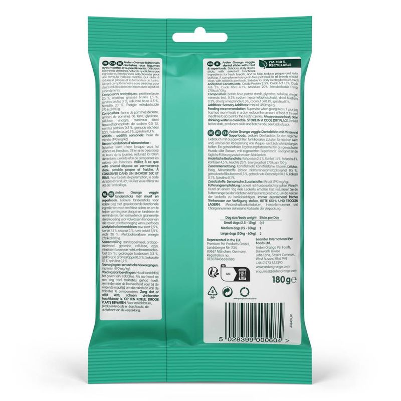 Arden Grange Dental Sticks Mint & Superfoods, 7PK