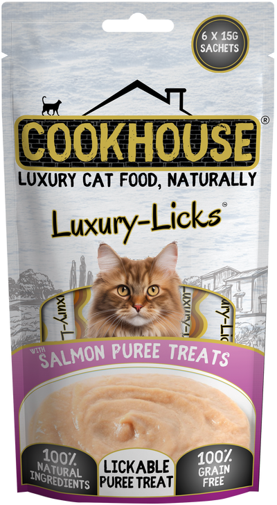 Cookhouse Luxury Cat Treats Luxury Licks Puree Salmon Flavour 6 x 15g