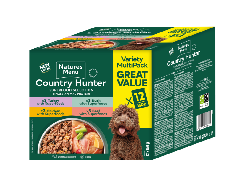 Natures Menu Country Hunter Superfood Dog pouches Mixed 150g x 12