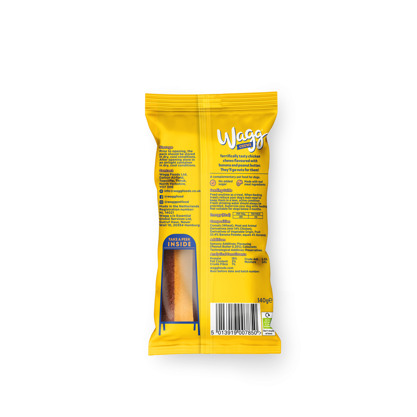 Wagg Chews Banana & Peanut Butter Bars 140g