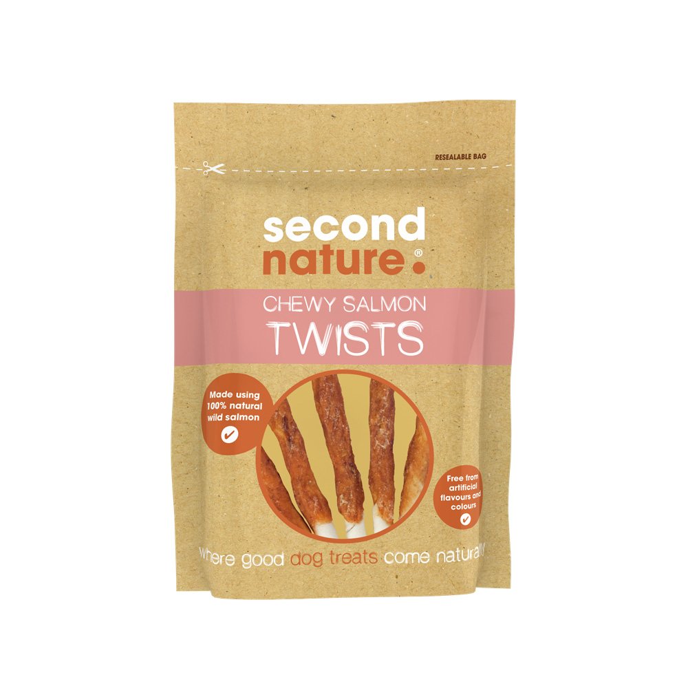 Second Nature Dog Treats Chewy Salmon Twists 85g