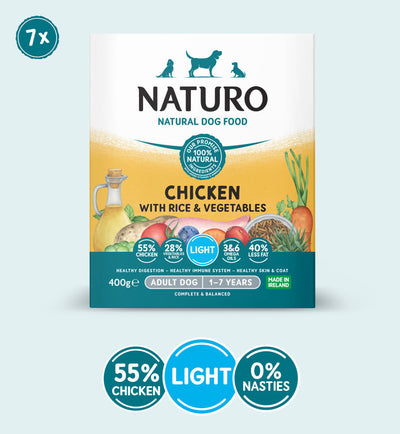 Naturo Adult Dog Light Chicken & Rice With Veg Tray 400g x 7