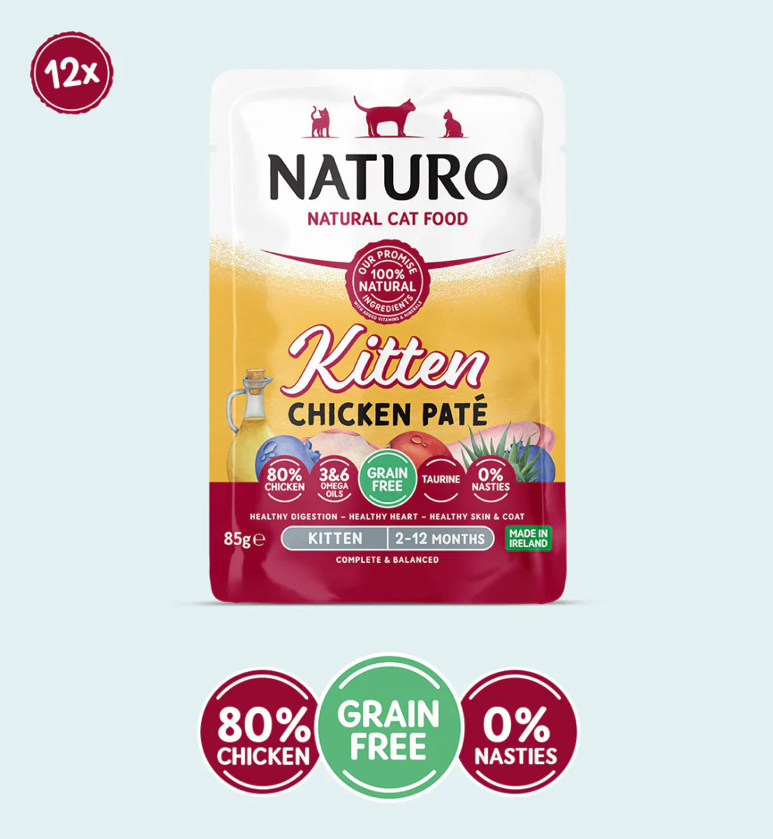 Naturo Kitten Chicken Paté Pouch 85g x 12
