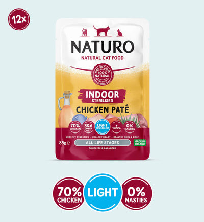 Naturo Cat Sterilised Chicken Paté Pouch 85g x 12