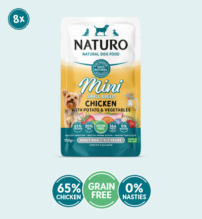 Naturo Adult Dog Mini Grain Free Chicken with Potato & Vegetables 8x150g Pouch