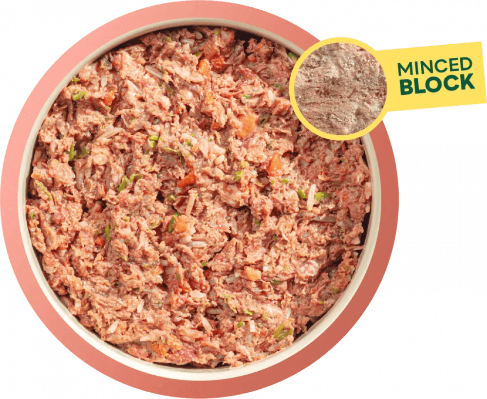 Natures Menu 60/40 Beef and Chicken with Vegetables and Brown Rice Block 300g - Ormskirk Pets