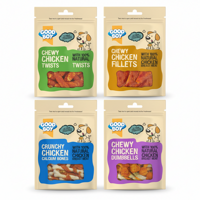 Good Boy Dog Small Mix Chewy Twists, Dumbbells, Chicken Calcium Bones and Chicken Fillets